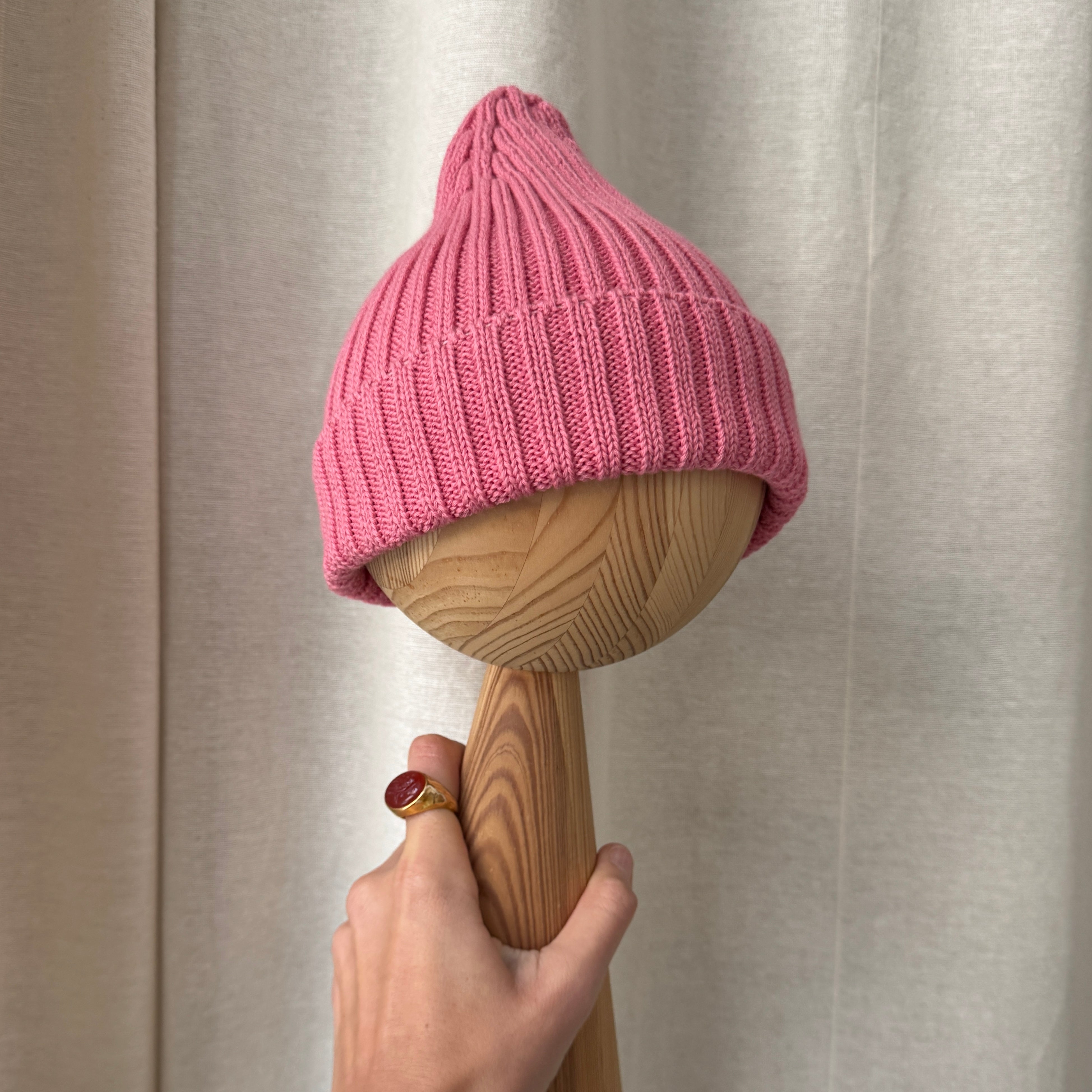 cotton beanie GOTS pink clay