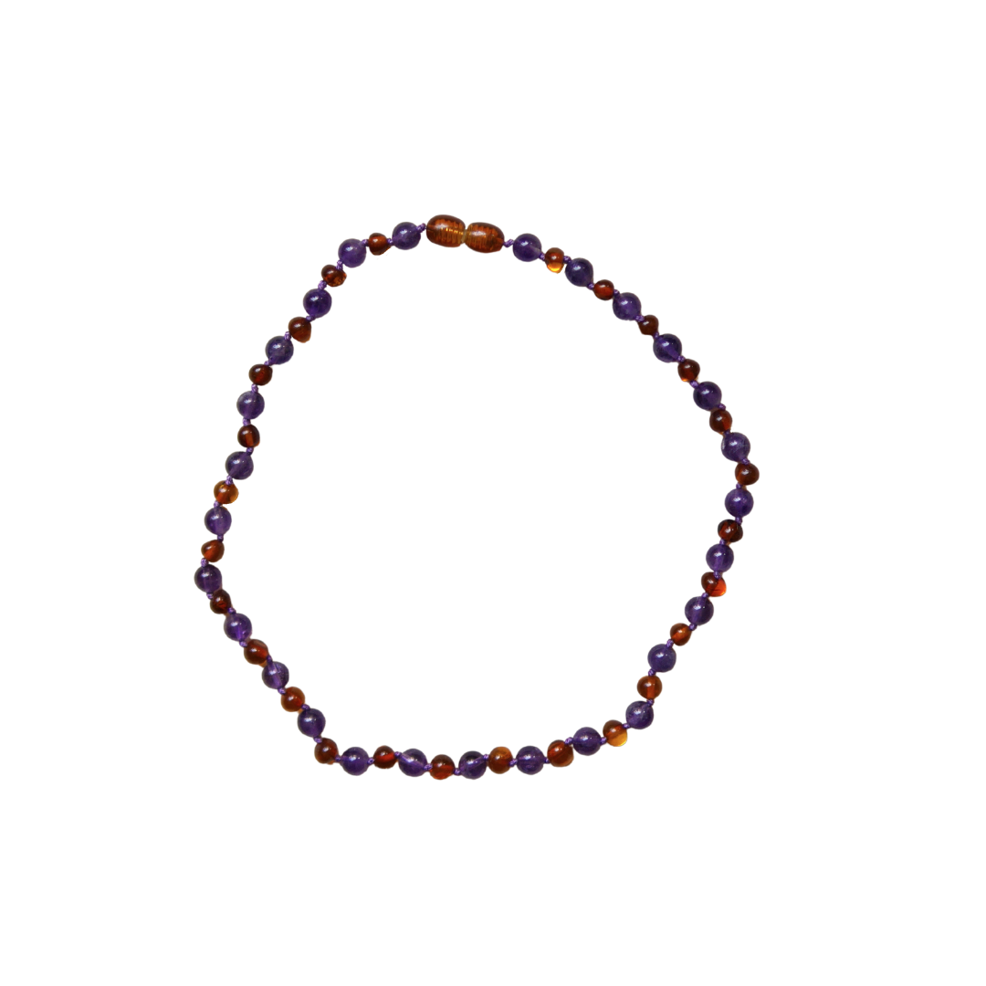 amber adult necklace cognac amethyst