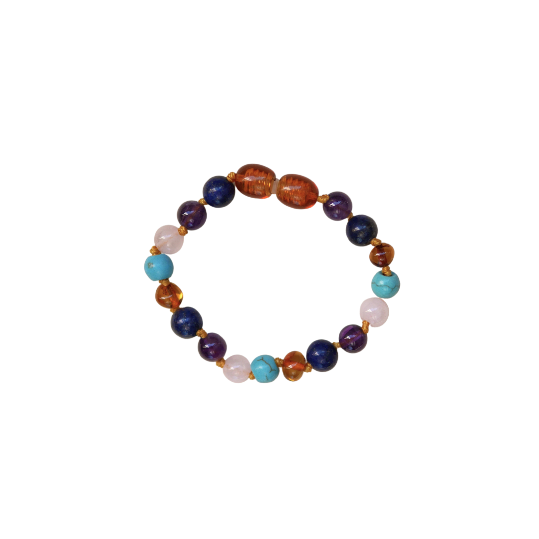 amber baby bracelet turquoise amethyst quartz