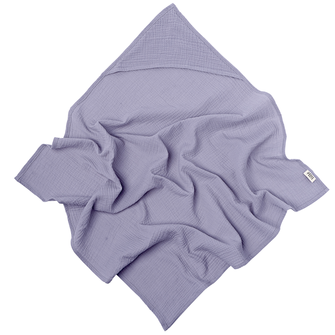 muslin swaddle with hoodie lavender