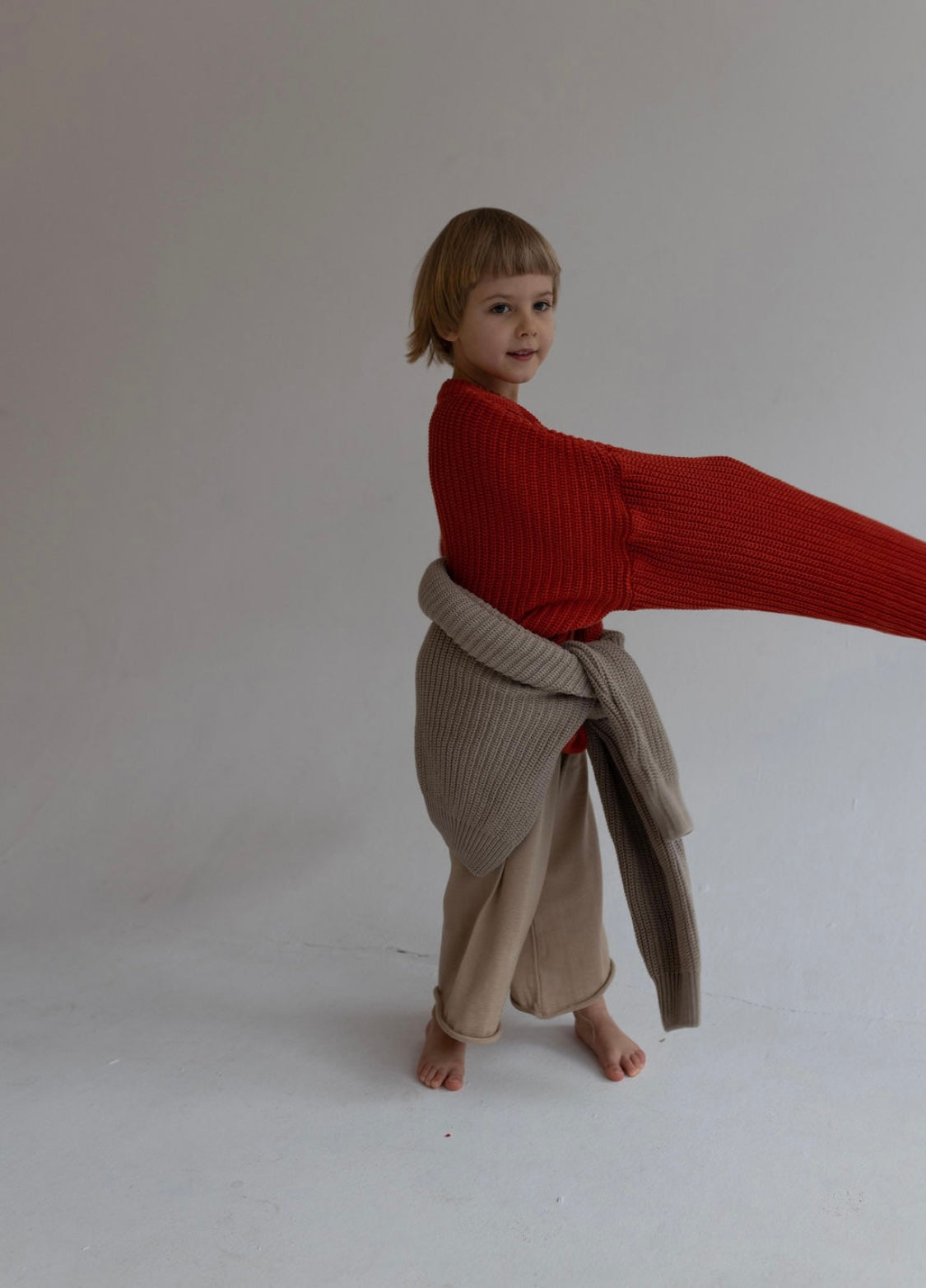 cotton chunky sweater crimson red