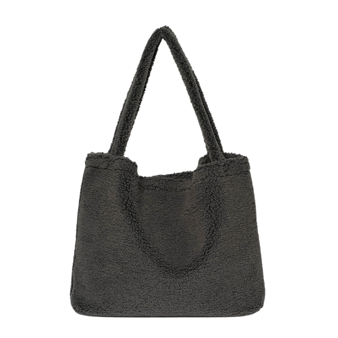 dark grey teddy mom-bag