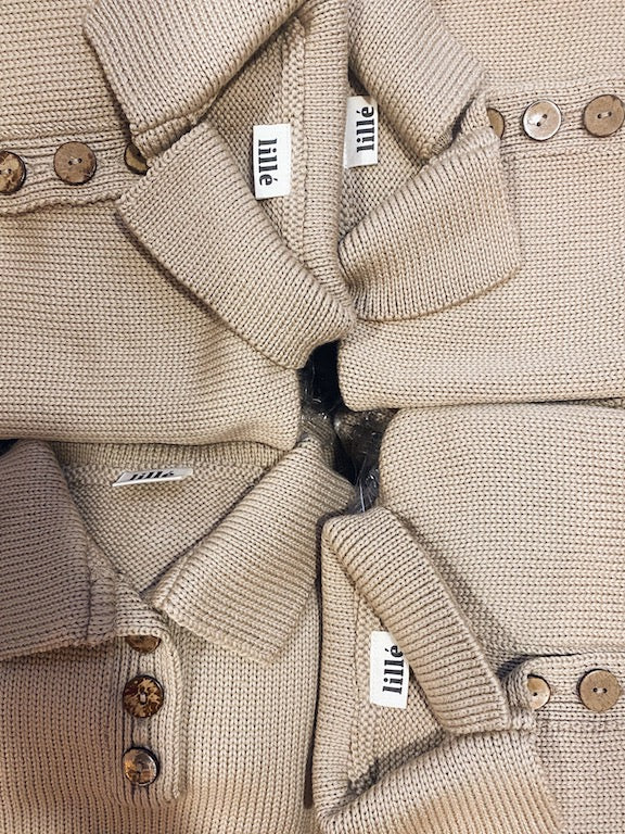 merino polo sweater beige