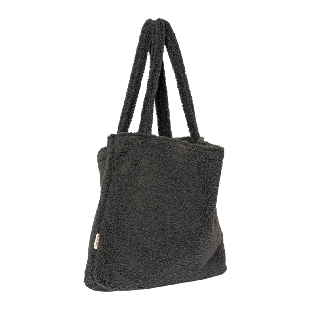 dark grey teddy mom-bag