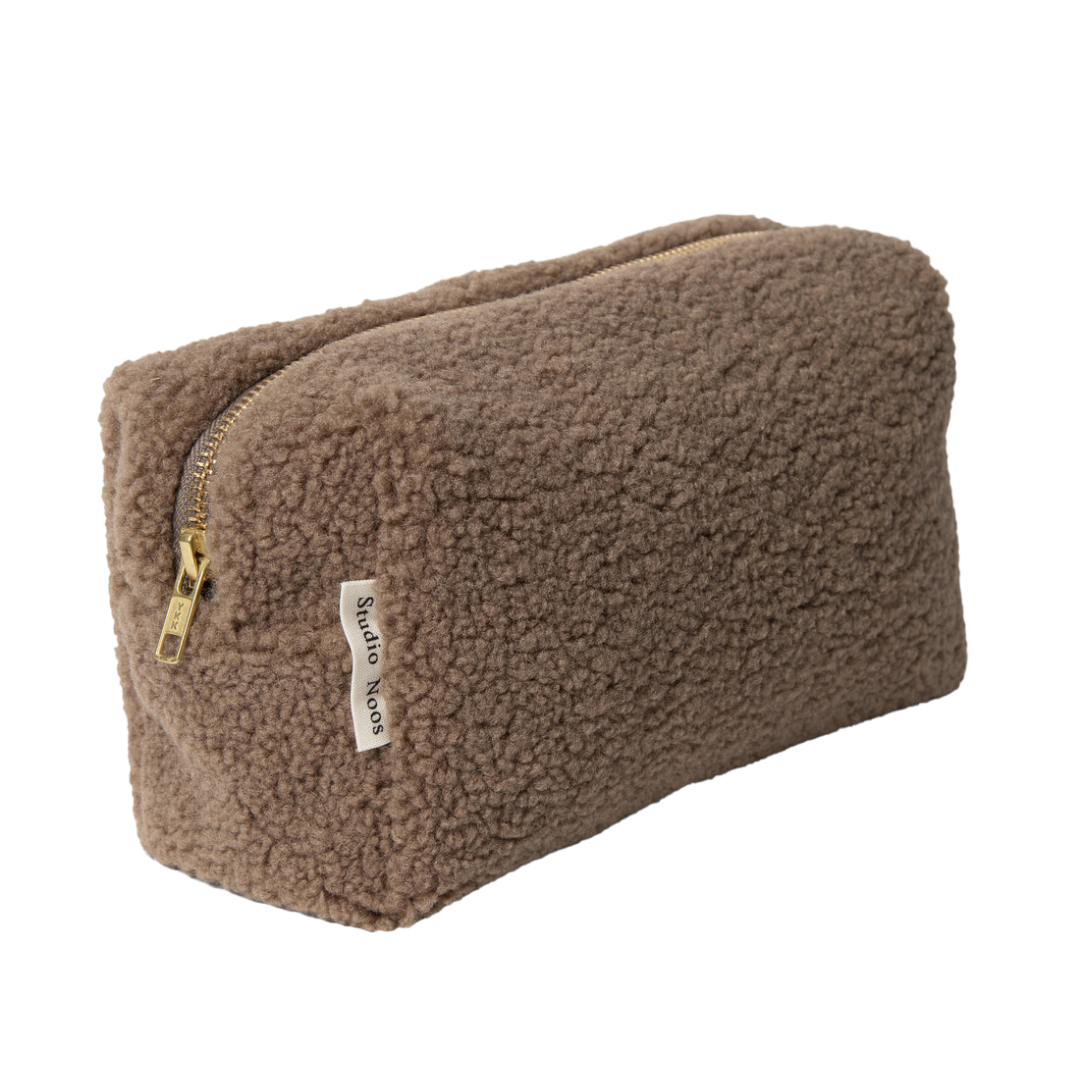 brown teddy pouch