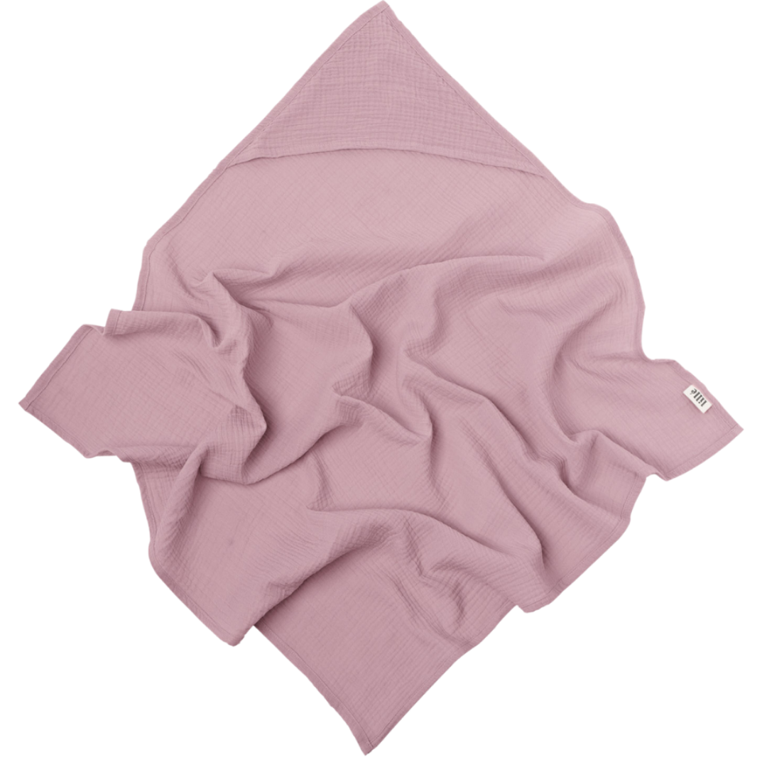 muslin swaddle with hoodie dusty pink