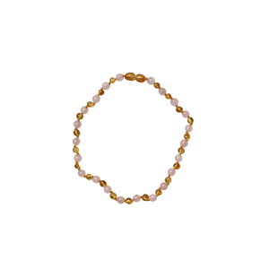 amber baby necklace rose quartz