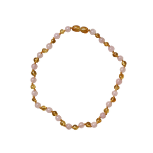 amber adult necklace rose quartz