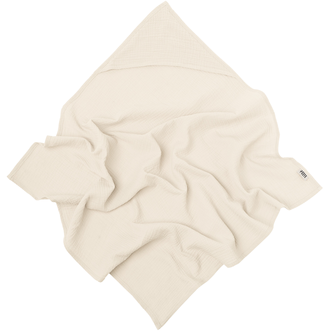 muslin swaddle with hoodie vanilla