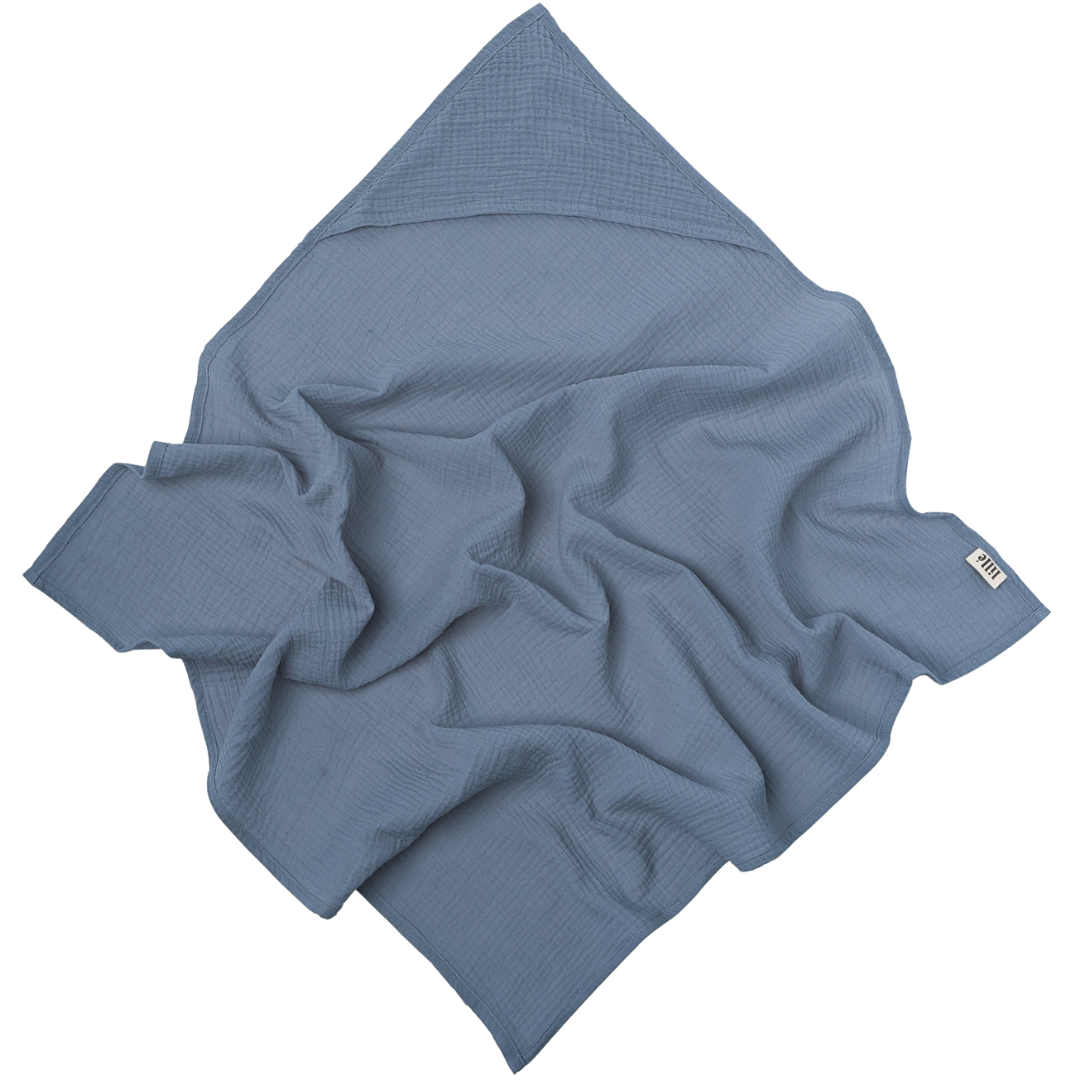 muslin swaddle with hoodie ocean