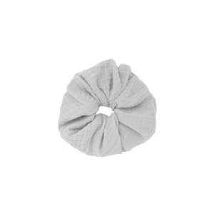 muslin scrunchie clear grey