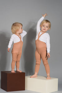 retro ribbed footless tights light brown