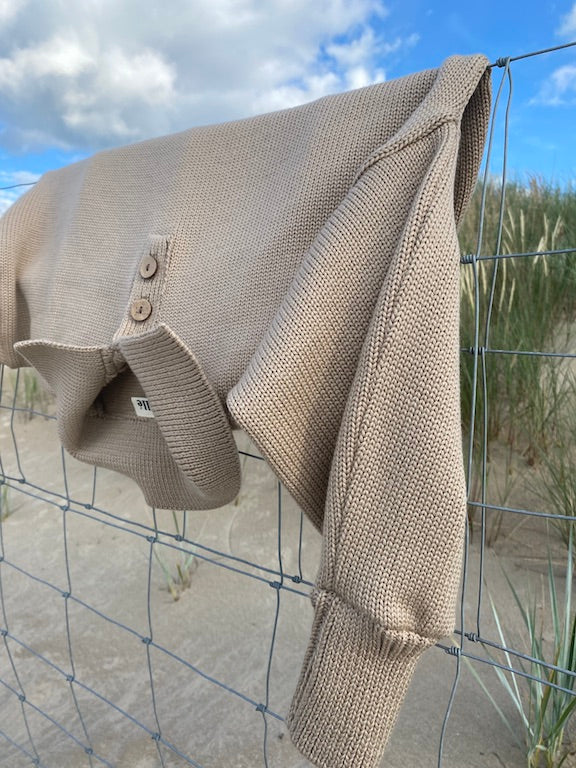 merino polo sweater beige