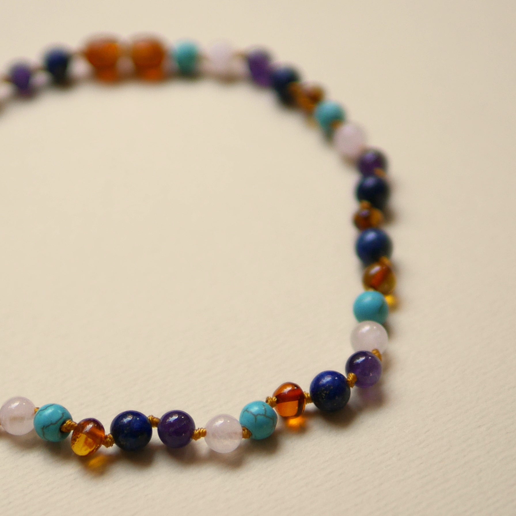 amber baby bracelet turquoise amethyst quartz