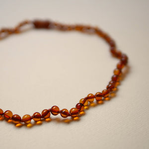 amber adult necklace cognac polished