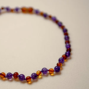 amber adult necklace cognac amethyst