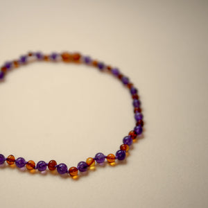 amber baby necklace cognac amethyst